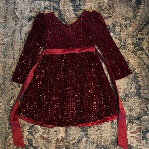Elegant Burgundy Sequin Kids Dress